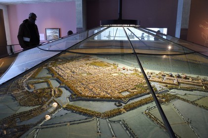 France, Charente-Maritime, Rochefort, Hèbre Museum, relief map produced in 1835 by Pierre-Marie Touboulic which shows the city on a scale of 1 500th
