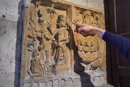 France, Dordogne, Brantome, Saint Pierre benedictine abbey, former abbey church, diptych of the 12th century, the Massacre of the Innocents