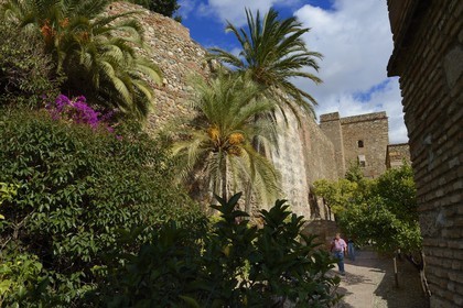 Spain, Andalusia, Malaga, the Alcazaba, the ramparts and the Christ tower