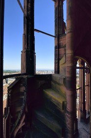 France, Bas Rhin, Strasbourg, old town listed as World Heritage by UNESCO, Notre Dame Cathedral, one of the eight very steep stairs that leads to the top of the spire