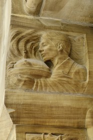 France, Moselle, Metz, railway station, built between 1905 and 1908 by the Berliner architect Jurgen Kruger, server bringing a hot dish at the entrance of the first classes restaurant