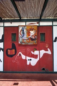 France, Alpes Maritimes, Roquebrune Cap Martin, Cap Martin, architectural work of Le Corbusier, listed as World Heritage by UNESCO, former restaurant and bar the Etoile de Mer of Thomas Rebutato, mural painting of Le Corbusier (Authorization request necessary before publication)