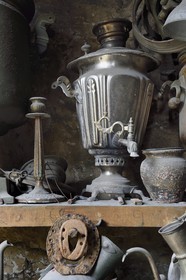 Azerbaïdjan, région de Ismailli, Lahij (Lahic), vieux samovar