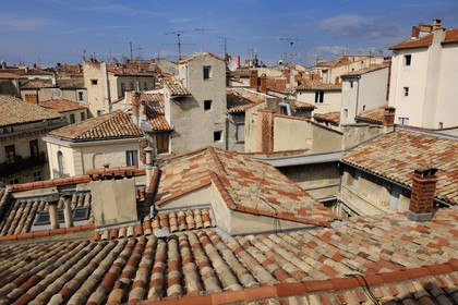 France, Hérault (34), Montpellier, centre historique, l'Ecusson, les toits depuis l'hôtel particulier Montcalm