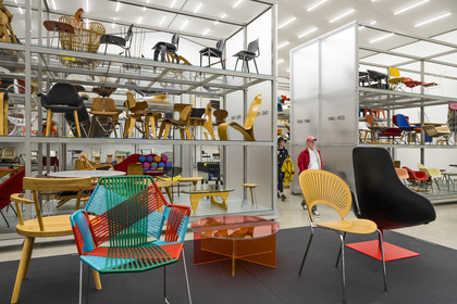 Germany, Bade-Wurtemberg, Weil am Rhein near Basel, the Vitra Campus, the Vitra Schaudepot (2016) by architects Herzog and de Meuron presents major objects from the extensive Vitra collection to the public