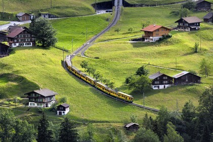 Switzerland, Canton of Bern, Bernese Oberland (highlands), Jungfrau Aletsch Bietschhorn UNESCO World Heritage Site, Jungfrau train going to Kleine Scheidegg (highest railway station in Europe)