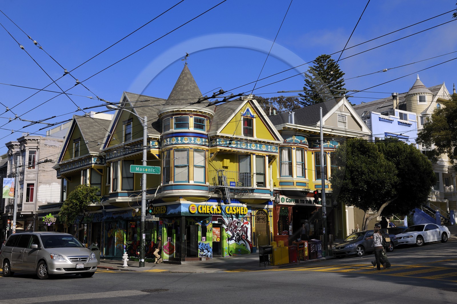 Etats-Unis, Californie, San Francisco, quartier anciennement hippie de Haight Ashburry, angle de Masonic et Haight street