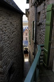 France, Manche, Mont Saint Michel, listed as World Heritage by UNESCO, narrow passage next to the former house of Mère Poulard