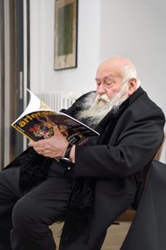 France, Paris, Galerie RX, Hermann Nitsch, Hermann Nitsch, contemporary Austrian artist, co-founder of the Wiener Aktionismus movement (Viennese Actionism)