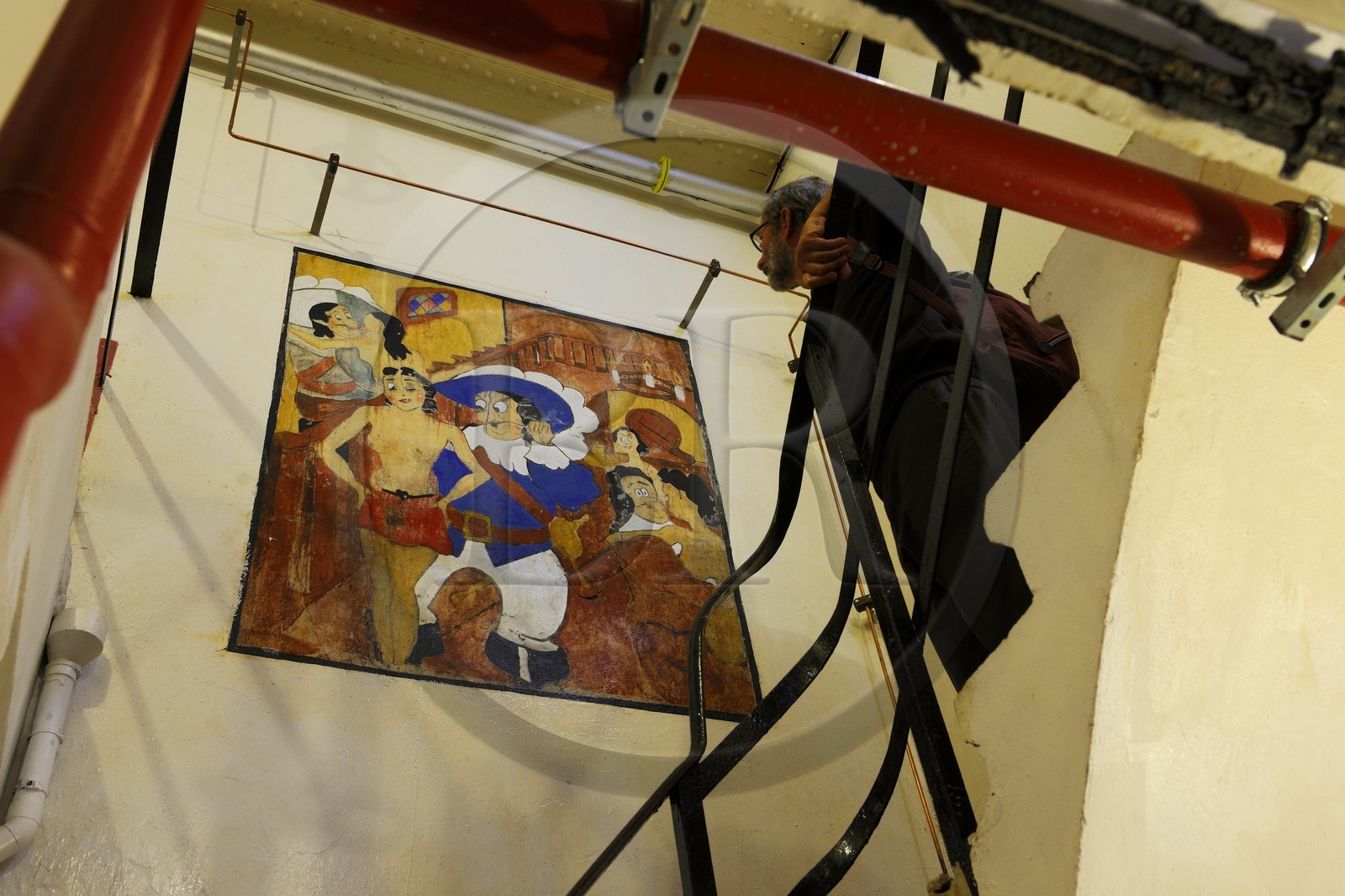 France, Bas-Rhin (67), Hunspach, la Ligne Maginot, le fort de Schoenenbourg, fresque érotique réalisé par des soldats français pendant la drôle de guerre