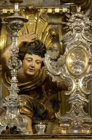 Brazil, Minas Gerais state, Ouro Preto, historical center listed as World Heritage by UNESCO, Matriz Nossa Senhora do Pilar, Our Lady of Pilar church, detail of a caryatid of the high altar (Gold Route, Estrada Real)