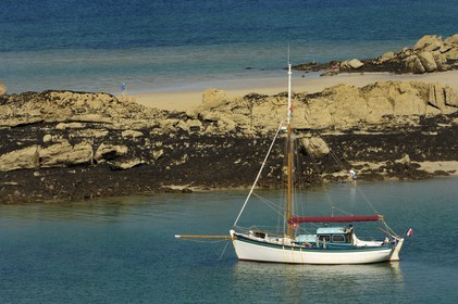 France, Manche (50), archipel des îles Chausey, le Courrier des Iles dessiné par le peintre de la marine Marin Marie