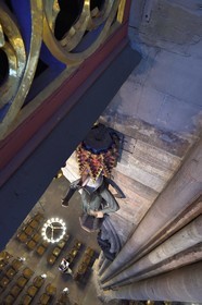 France, Bas Rhin, Strasbourg, old town listed as World Heritage by UNESCO, Notre Dame Cathedral, the automaton called the Rohraffe (also Bretzelmann) under the great organ that dominates the nave, from there the faithful and the clergy were insulted during the services of the feasts of Pentecos