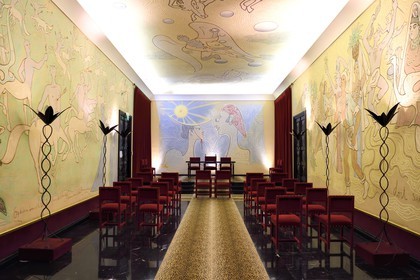 France, Alpes-Maritimes, Menton, the City Hall, the wedding room entirely decorated by Jean Cocteau in 1957