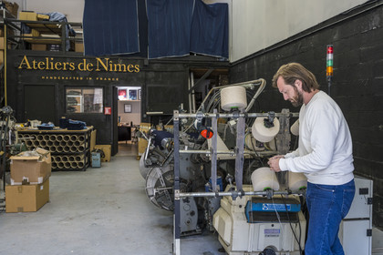 France, Gard, Nimes, Guillaume Sagot, founder of the Atelier de Nîmes which relaunched the manufacture of traditional denim fabrics