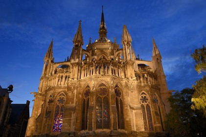 France, Marne, Reims, Notre-Dame de Reims cathedral, listed as World Heritage by UNESCO, exterior view of the chevet