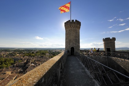 France, Gard, Uzes, listed as town of art and history, Duke's castle called the Duche d'Uzes, listed as historical monument, at the top of the Bermonde Tower