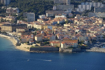 France, Corse du Sud, Ajaccio, the citadel in the old town (aerial view)