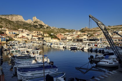 France, Bouches-du-Rhône (13), Parc national des Calanques, Les Goudes, port de pêche