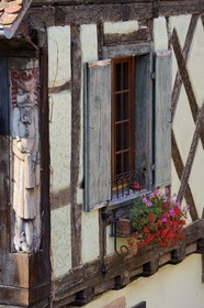France, Haut-Rhin (68), Riquewihr, labellisé Les Plus Beaux Villages de France, maison à pans de bois