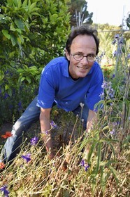France, Var, Iles d'Hyeres, Parc National de Port Cros (National park of Port Cros), Porquerolles island, the gardener Antoine Durand in his dry garden