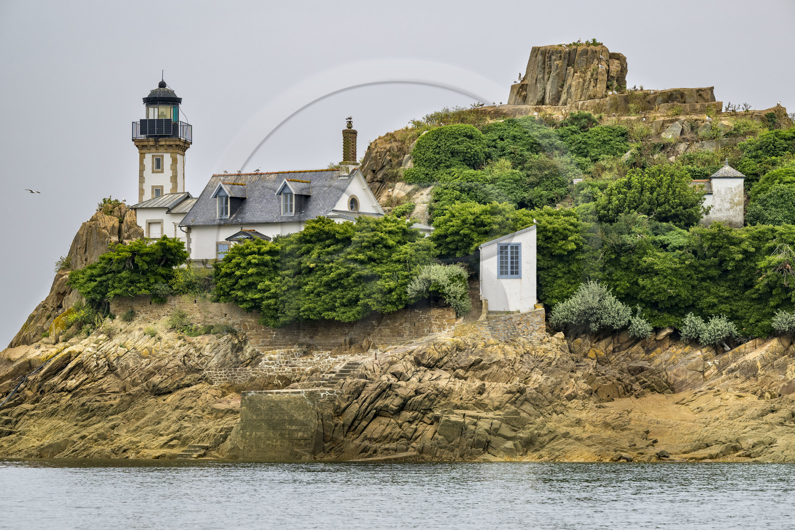 France, Finistère (29), Baie de Morlaix, Carantec, l'Ile Louët et son phare