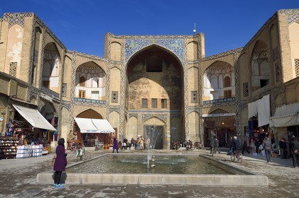 Iran, Isfahan Province, Isfahan, Bazar-e Bozorg (Great Bazaar), a massive covered bazaar which dates back almost 1300 years, main entrance on naghsh-i jahan square also known as Imam Khomeiny square, listed as World heritage by UNESCO