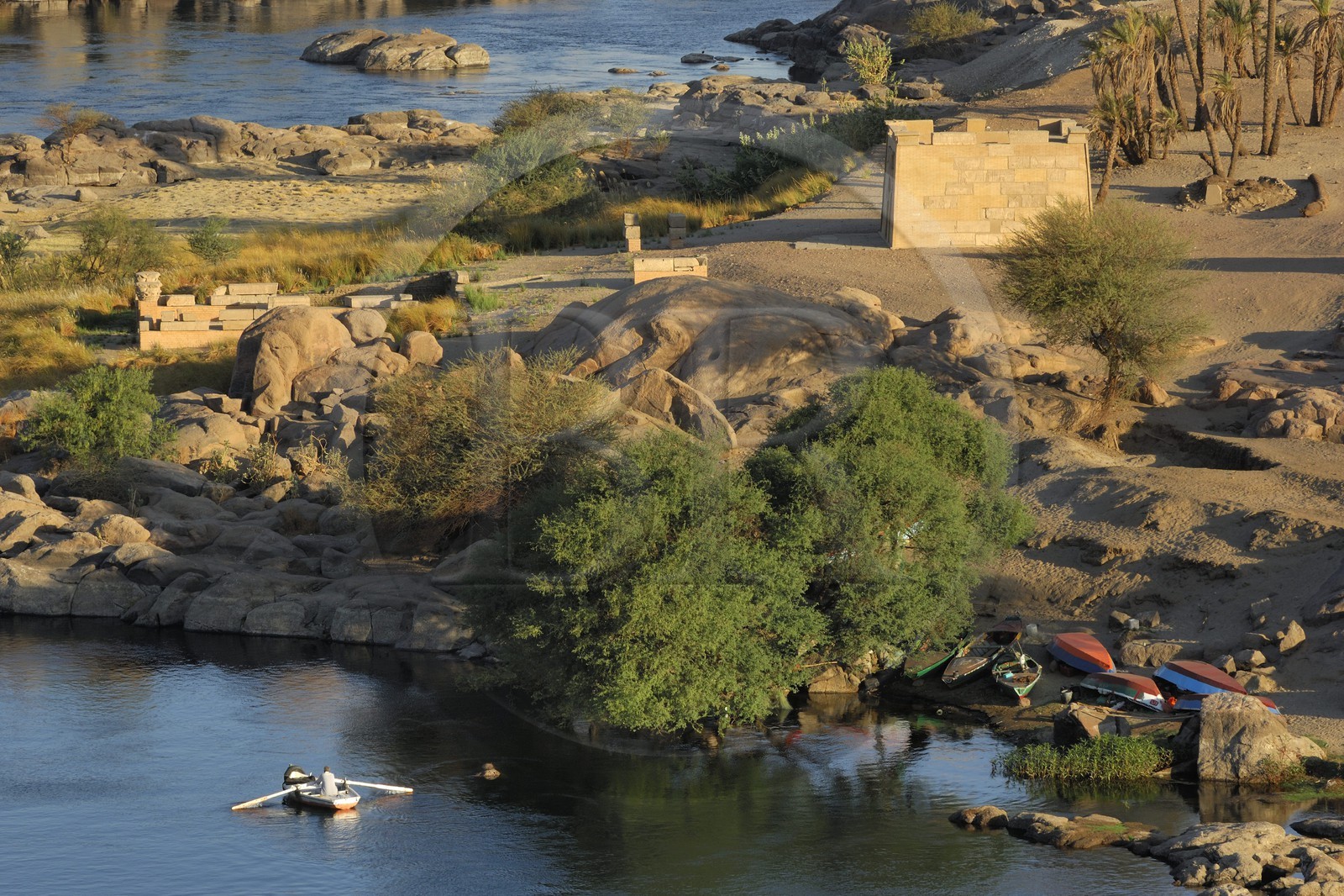 Egypte, Haute Egypte, Nubie, vallée du Nil, Assouan, Ile Elephantine,  site des fouilles archéologiques des temples de Satis et Khnoum
