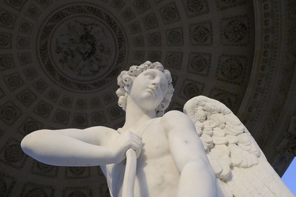 France, Yvelines, Chateau de Versailles, listed as World Heritage by UNESCO, Domaine de Marie Antoinette, the Petit Trianon Garden, the Love Temple, statue by Bouchardon called Cupid Cutting His Bow from the Club of Hercules