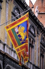 Italy, Venetia, Verona, Piazza dei Signori, flag of the Republic of Venice