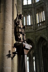 France, Manche, the abbey of Mont Saint Michel, listed as World Heritage by UNESCO, detail of the nave of the abbey church