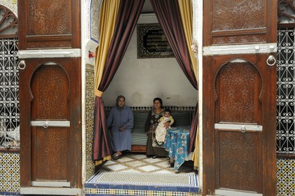 Morocco, Middle Atlas, Fez, Imperial City, Fez El Bali, medina listed as World Heritage by UNESCO, inside Lalla Fatéma's family riad which is a Bed and Breakfast