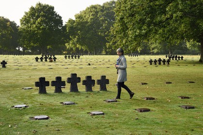 France, Calvados, La Cambe, German military cemetery of the second world war, Marie Annick Wieder Curator of the cemetery