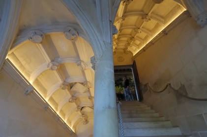 France, Indre et Loire, Chateau de Chenonceau of Renaissance style built between 1513 and 1522, straight staircase
