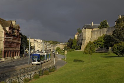 France, Calvados, Caen, the ducal castle and the rue de Geole street