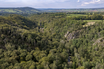 France, Yonne, the Cousin River valley between Pontaubert and Avallon (aerial view)
