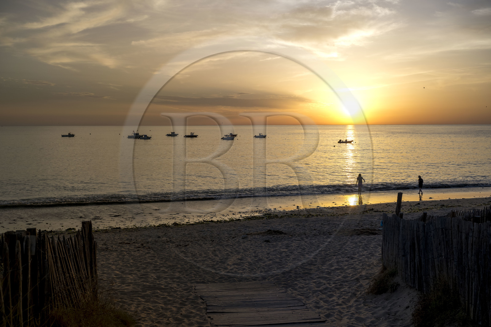 France, Charente Maritime, Oleron island, Saint Georges d'Oléron, Domino beach at sunset