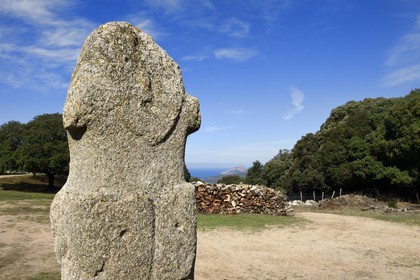 France, Corse du Sud, Cargese, U Scumunicatu carved menhir, standing stone dating approximately 2500 BC