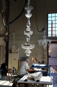 France, Moselle, Saint-Louis-les-Bitche, the Cristallerie Saint-Louis (Saint-Louis crystal glass manufacturer), chandeliers assembly workshop