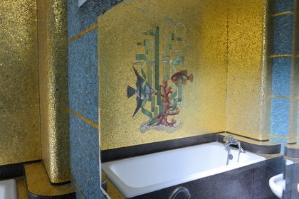 France, Ille-et-Vilaine, Rennes, Odorico House in Joseph Sauveur street, Isidore Odorico mosaics in the bathroom