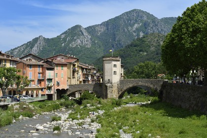 France, Alpes-Maritimes, Sospel, the Old Bridge on Bereva River