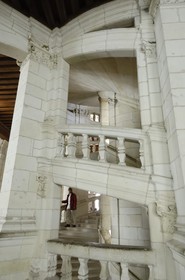 France, Loir et Cher (41), Vallée de la Loire classée Patrimoine Mondial de l' UNESCO, château de Chambord, l'escalier à double révolution attribué à Léonard de Vinci