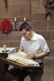 France, Bas Rhin, Strasbourg, old town listed as World Heritage by UNESCO, Notre Dame Cathedral, the sacristan Michel Bolli prepares the mass in the chapel Saint-Jean-Baptiste
