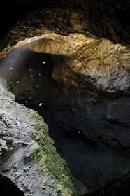 Italy, Tuscany, Elba Island, the former iron mine of the Calamita company, cave formed as a result of a collapse