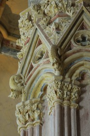 France, Val de Marne, Vincennes, Chateau de Vincennes, the dungeon, the king's room at the second floor, small chimeras on the central column