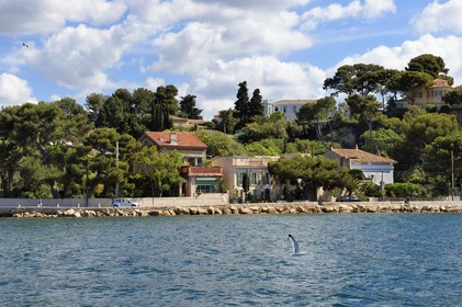 France, Var, the Rade (Roadstead) of Toulon, La Seyne-sur-Mer, district of Tamaris, the corniche Michel Pacha
