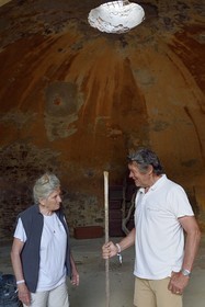 France, Var, Iles d'Hyeres, Parc National de Port Cros (National park of Port Cros), Porquerolles island, Edith and Marc Frilet who rehabilitate the Fort du Petit Langoustier dating from the 17th century as a model of sustainable development, the ground floor of the tower which is vaulted in a spherical dome