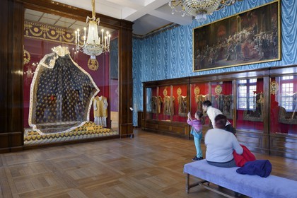 France, Marne, Reims, Palais du Tau, listed as World Heritage by UNESCO, royal coat of the coronation of Charles X