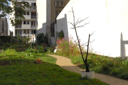 France, Paris (75), passage des Soupirs à Menilmontant, jardin communautaire