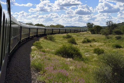 Namibia, Otjozondjupa region, the Shongololo express train crossing the Namibian bush